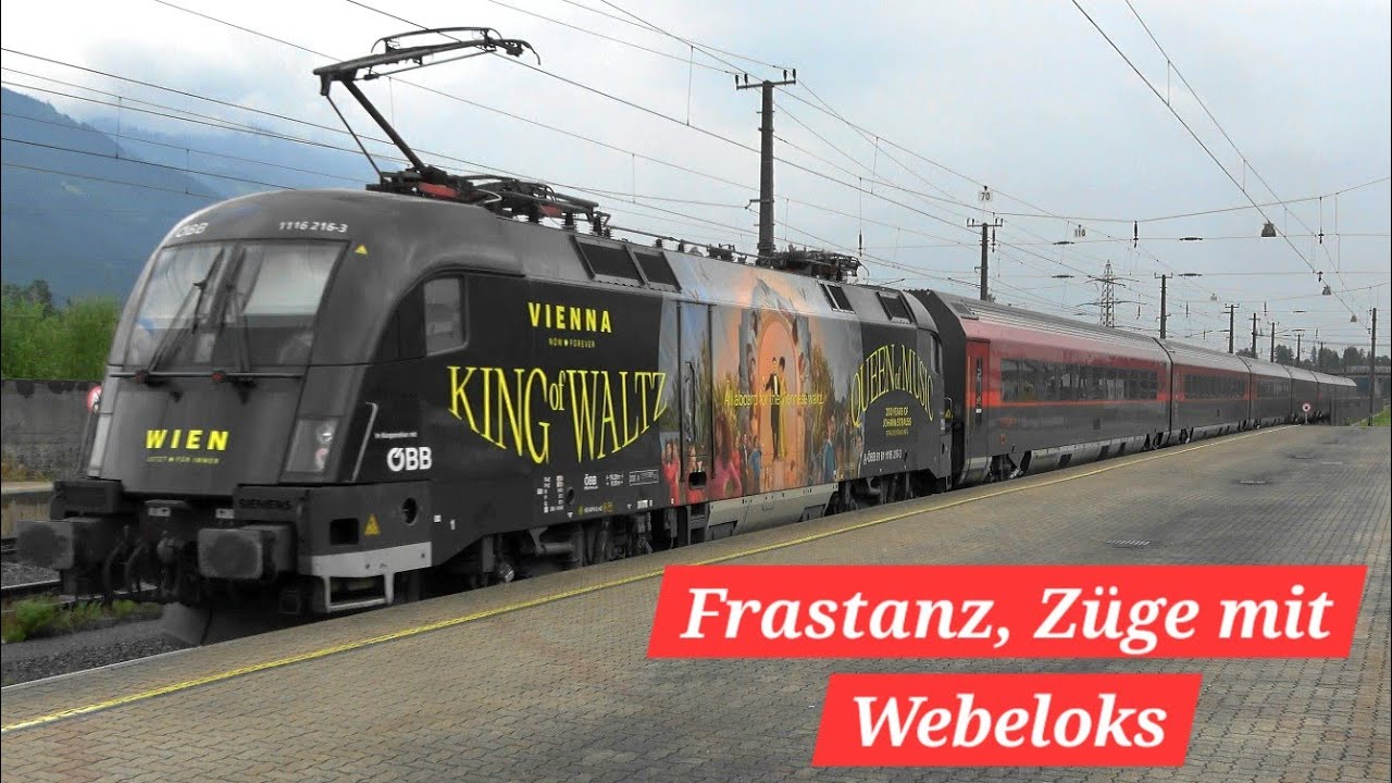 Frastanz: Railjet & EC164 Transalpin mit Werbeloks, Güterzüge, VMOBIL Rh4748 & Wiesel Dosto