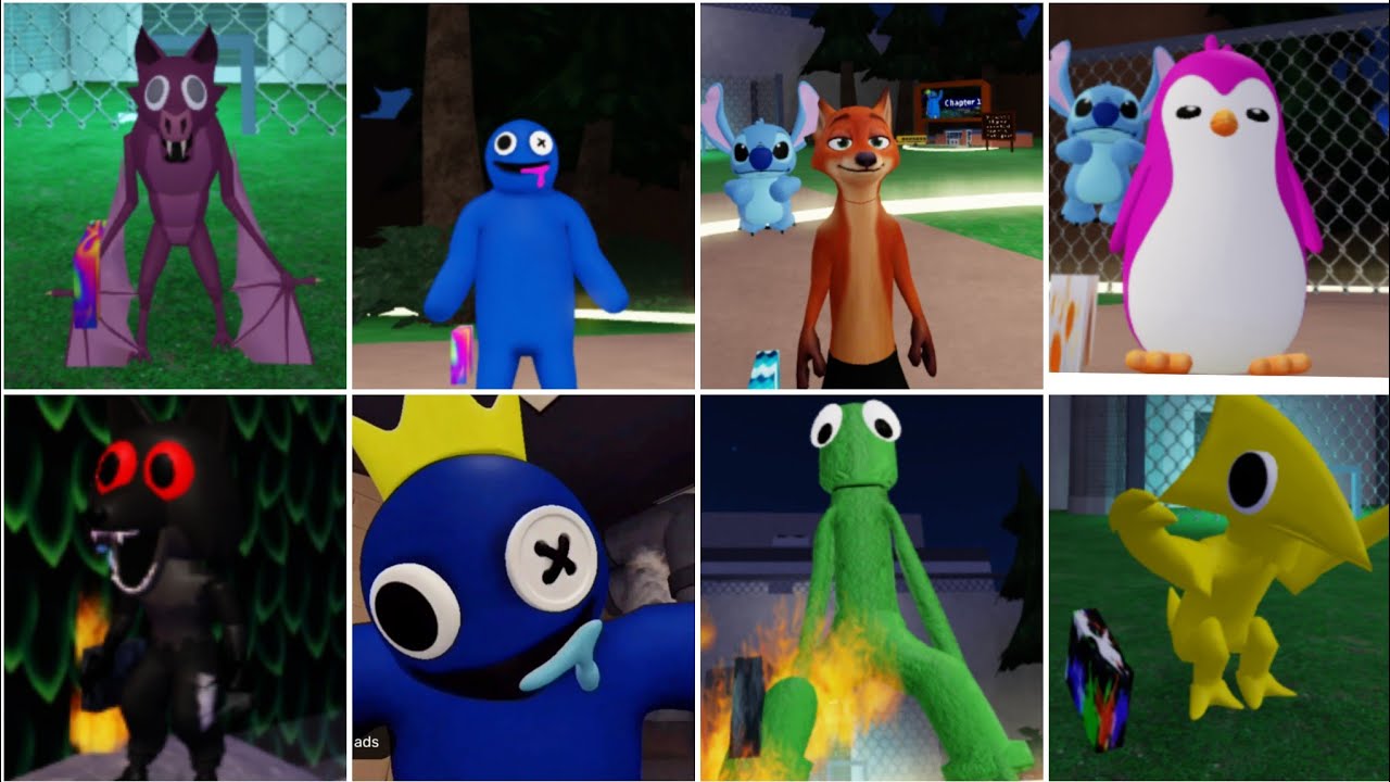BLUE MONSTER VS WOLF, BAT,FOX,GREEN,YELLOW, JUMPSCARE GAME PLAY