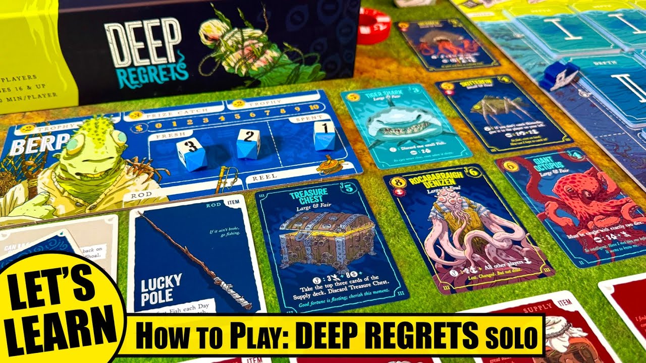 How to Play DEEP REGRETS An Unfortunate Fishing Game Solo  |  Plus 2 Solo Playthroughs