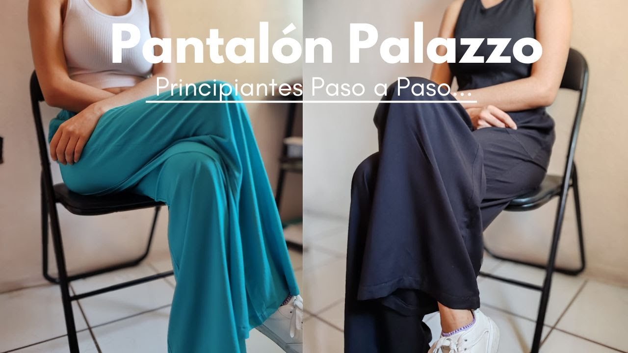 PASO A PASO Pantalón Palazzo con Resorte en la cintura y bolsillos, principiantes; tallas ch, m y g