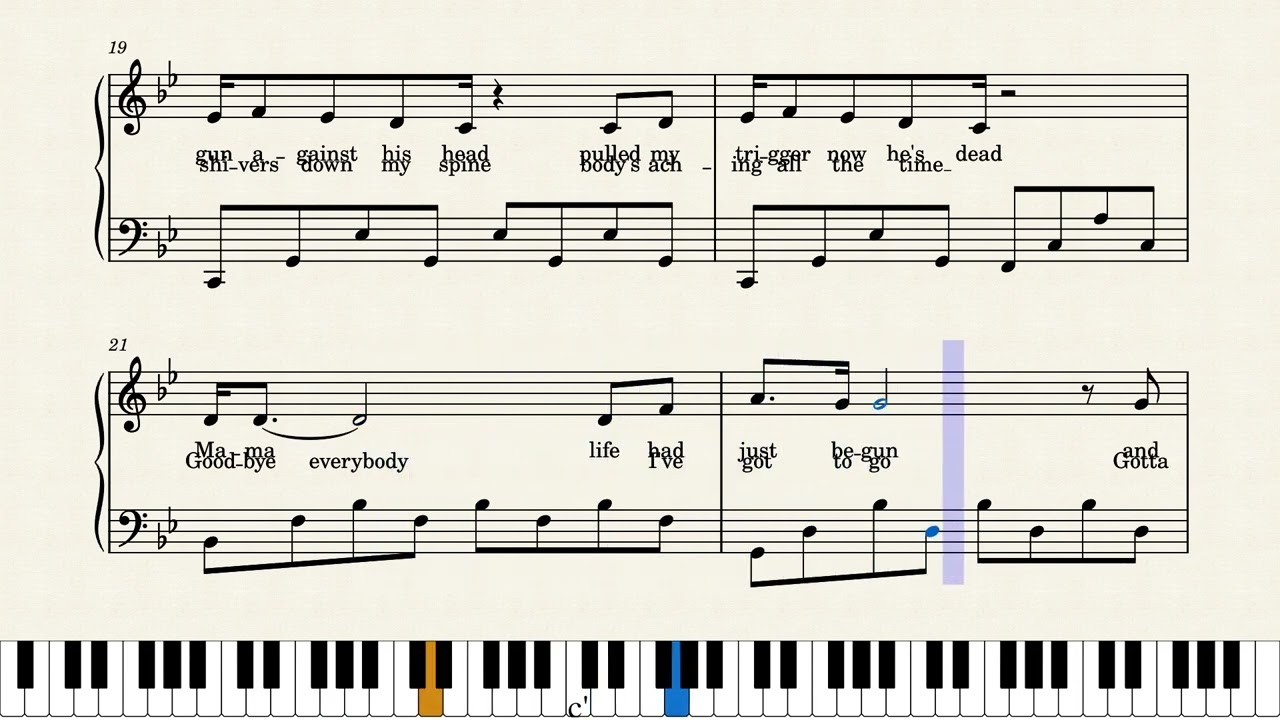 Bohemian Rhapsody – Queen - Intermediate Piano (full version)
