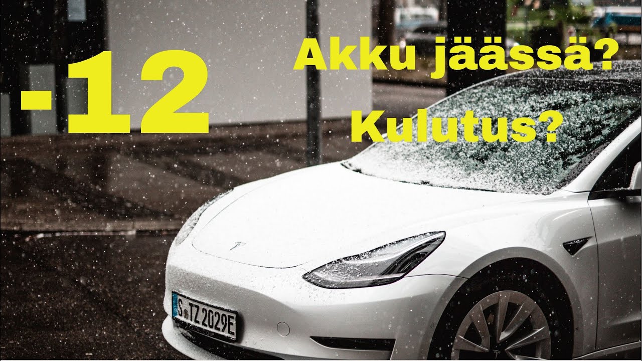 Paljonko s&auml;hk&ouml;auto kuluttaa -12 kelill&auml;? L&auml;mpeneek&ouml; akku? Tesla Model 3 kokemuksia
