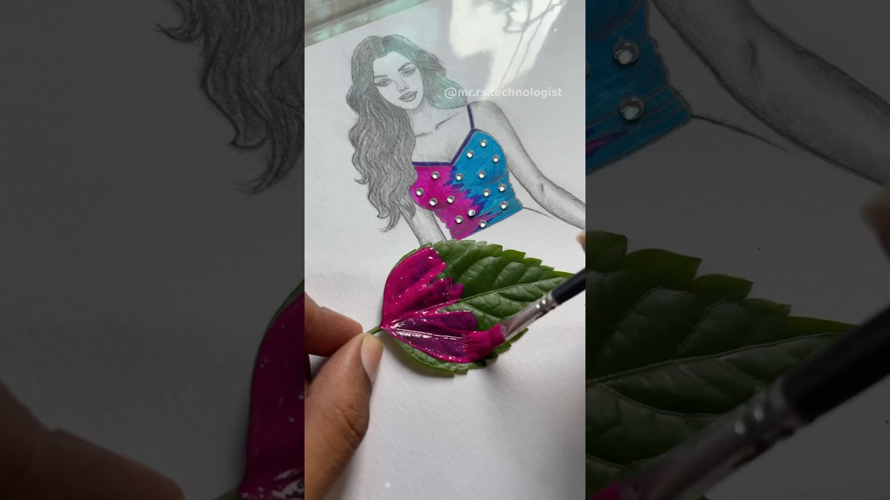 Creative dress with leaf art!✨🎨💃 