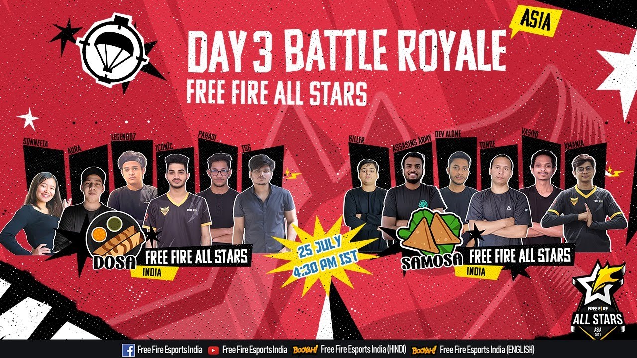 Team Samosa NayanAsin Playing Free Fire All Stars Asia With Team Samosa | Day 3 - Battle Royale