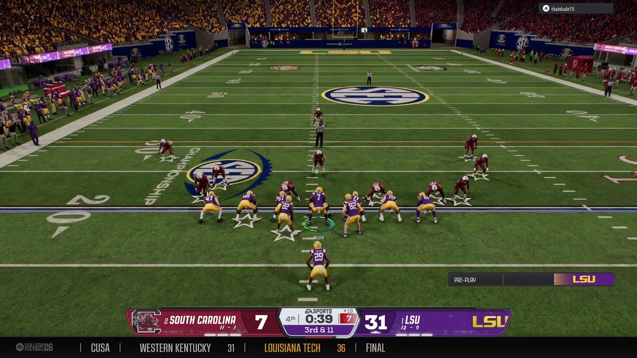 #1 LSU [12-0] 🆚 #2 South Carolina [11-1]
