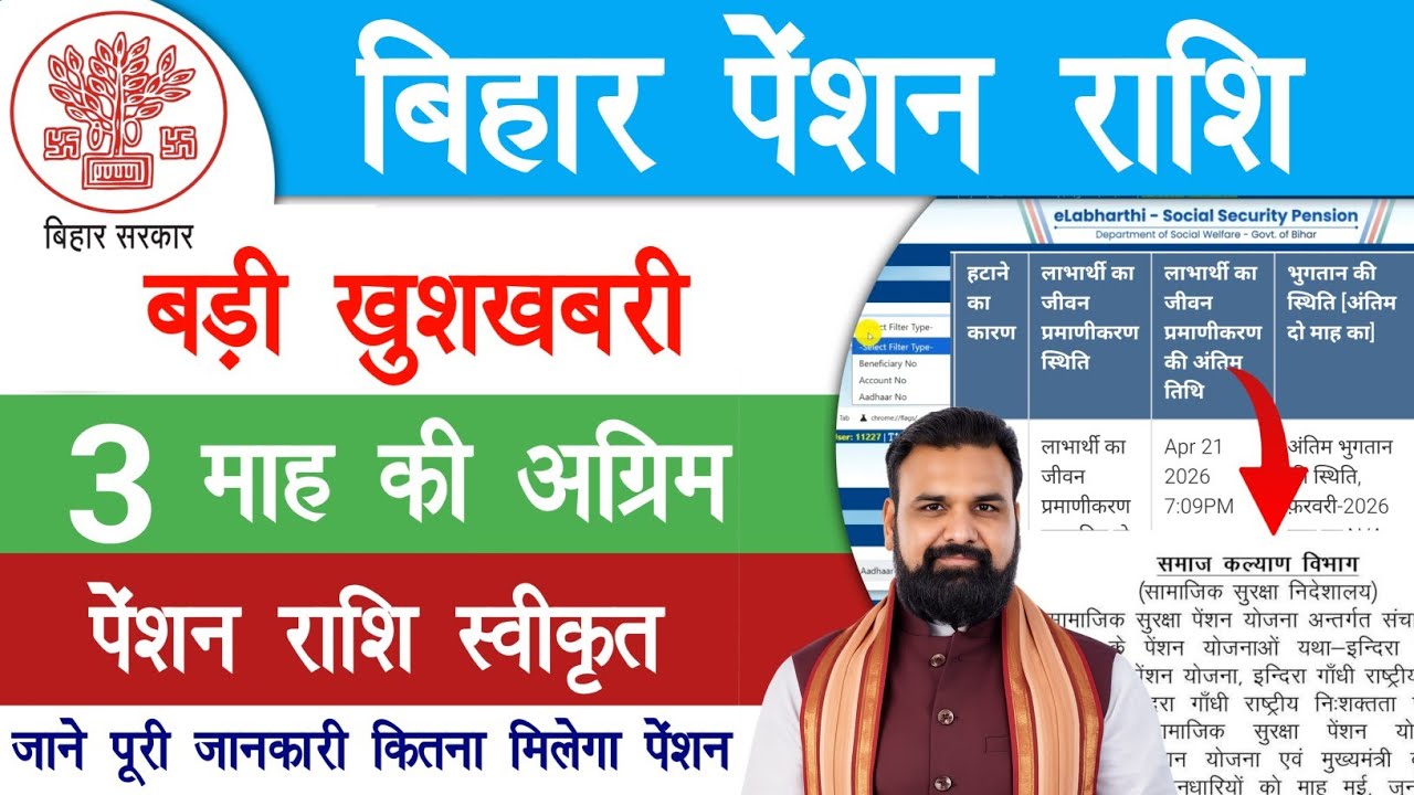 बिहार पेंशन राशि बड़ी खुशखबरी 3 माह की अग्रिम पेंशन राशि स्वीकृत | Bihar Pension Payment Update