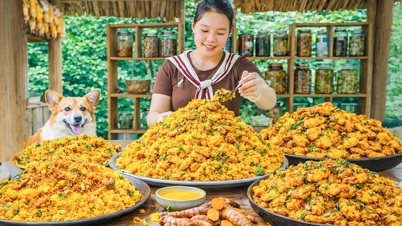 Enjoying Village Life and Harvesting - Harvest Turmeric Garden - Cooking Family Meal - Rural Life