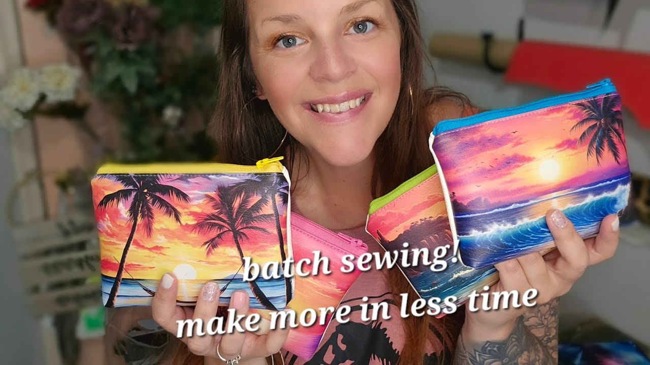 Batch Sewing some summer beach pouches!! Make MORE money in less time!