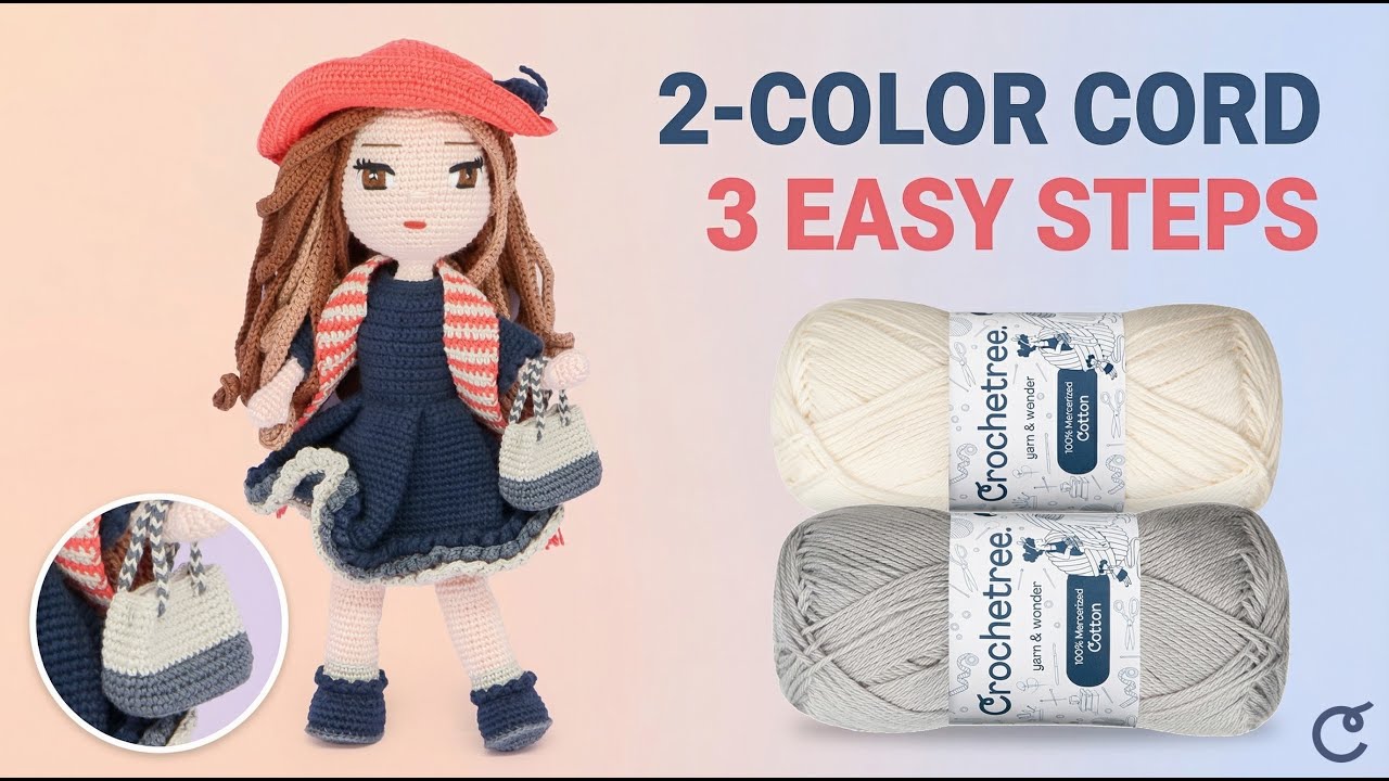 Creating a crochet cord with 2 colours