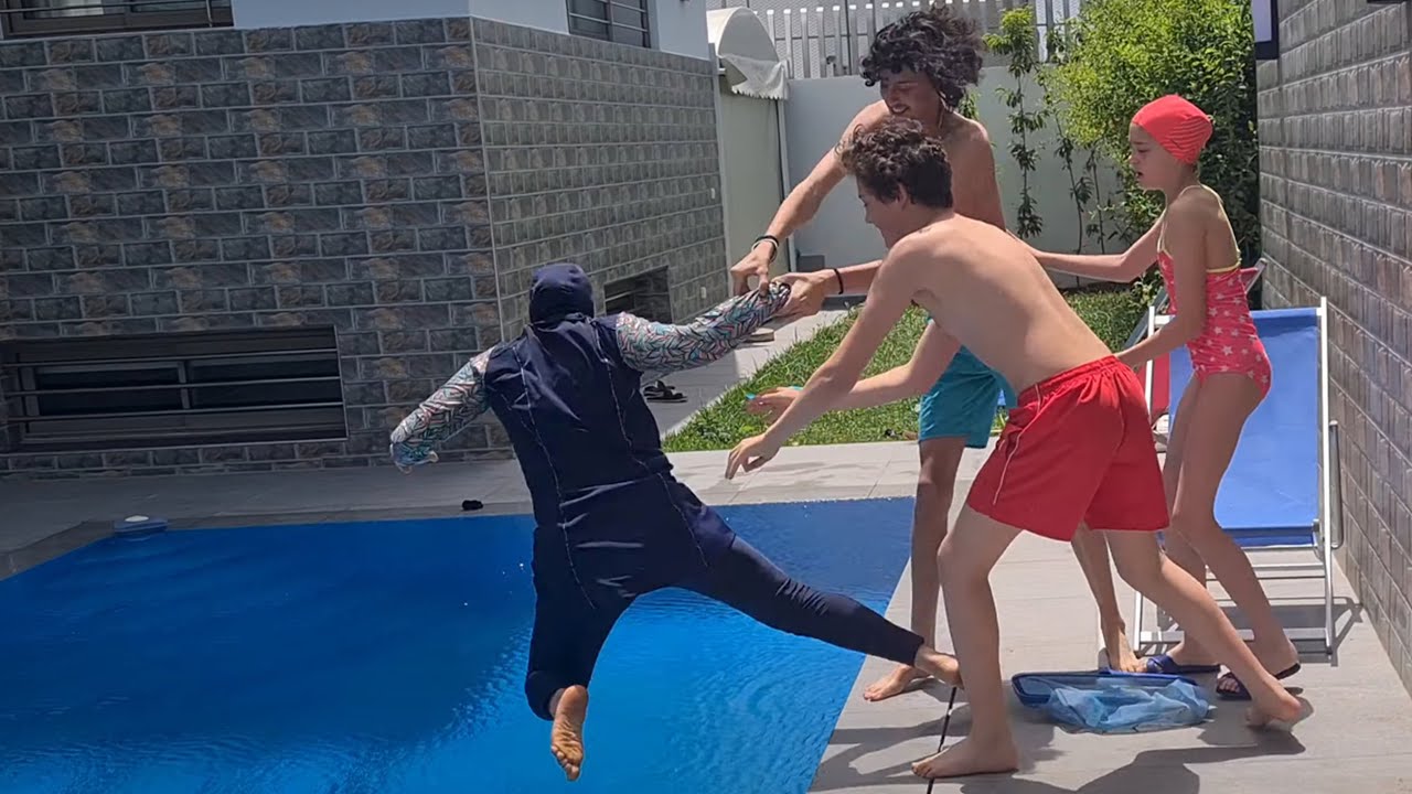 4K 😙🌮🏊‍♀️ نهار زوين مع الوليدات فالمسبح لعبنا مزيان وصاوبنا طاكوس مجموعين