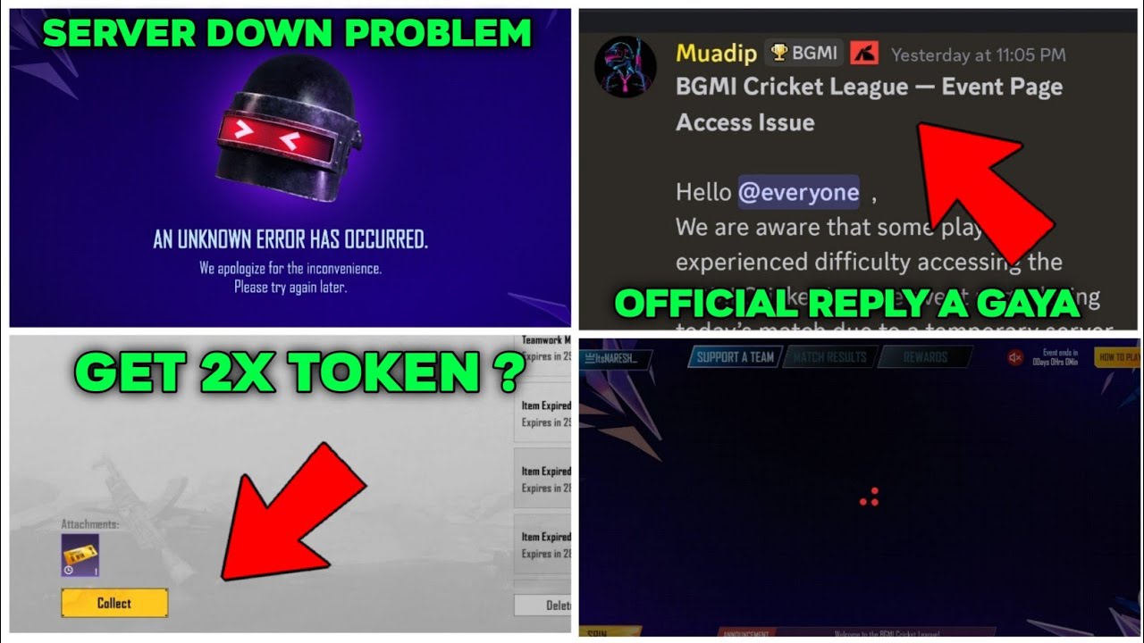 Bgmi Cricket League server Down 😭 Get 2X Token | Bgmi Cricket League | an unknown error has occurred