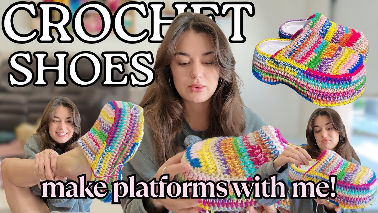 Изготовление ТУФЕЛЬКИ КРЮЧКОМ ☆ простые платформы из остатков пряжи