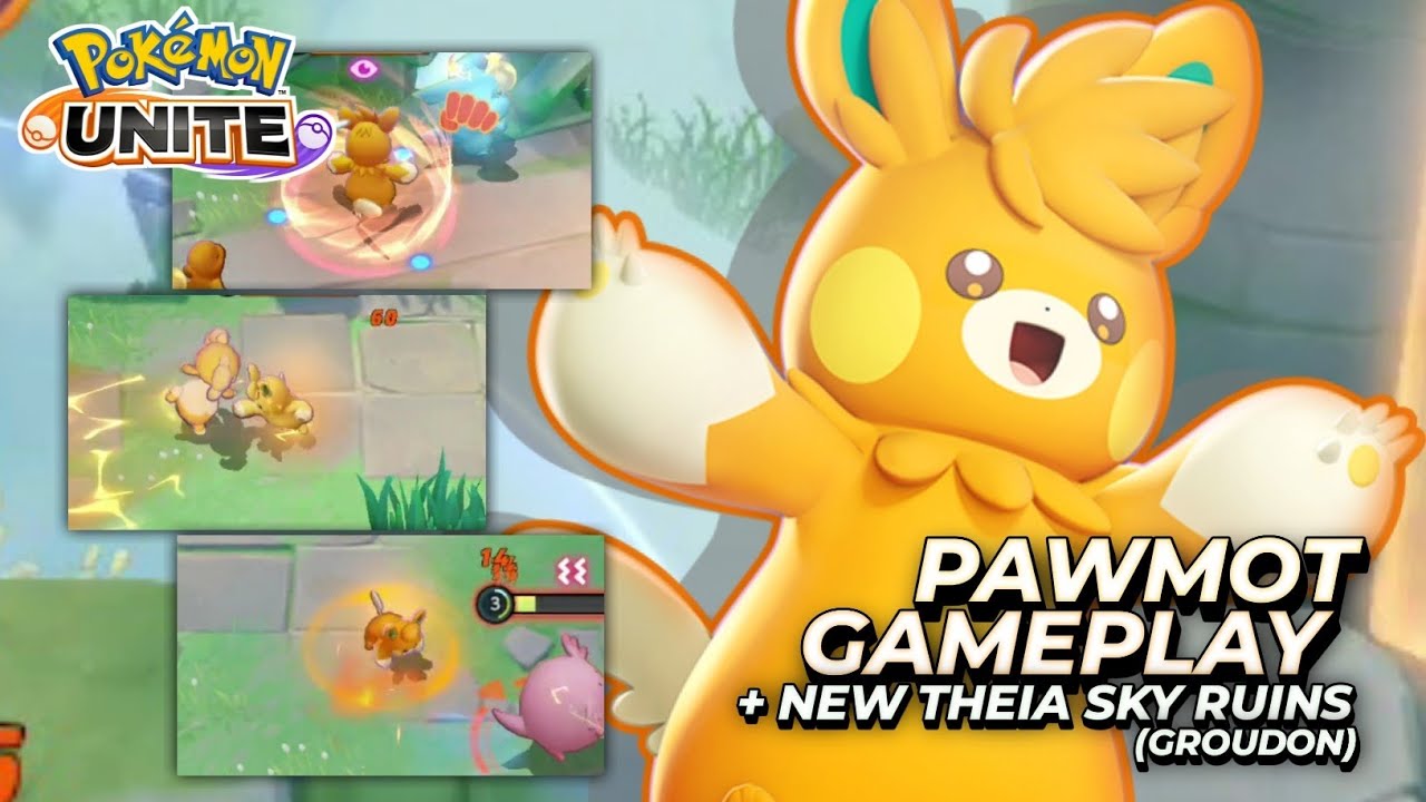 Pawmot Gameplay + New Theia Sky Ruins (Groudon)! | Pokémon UNITE