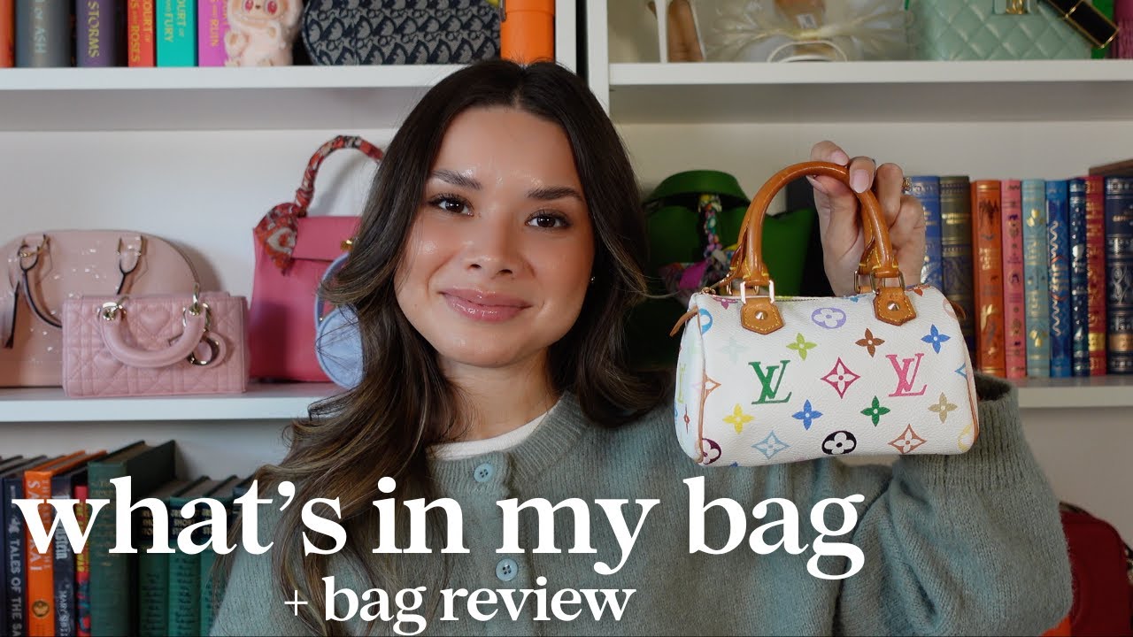 LOUIS VUITTON x MURAKAMI MULTICOLOR SPEEDY | whats in my bag + review