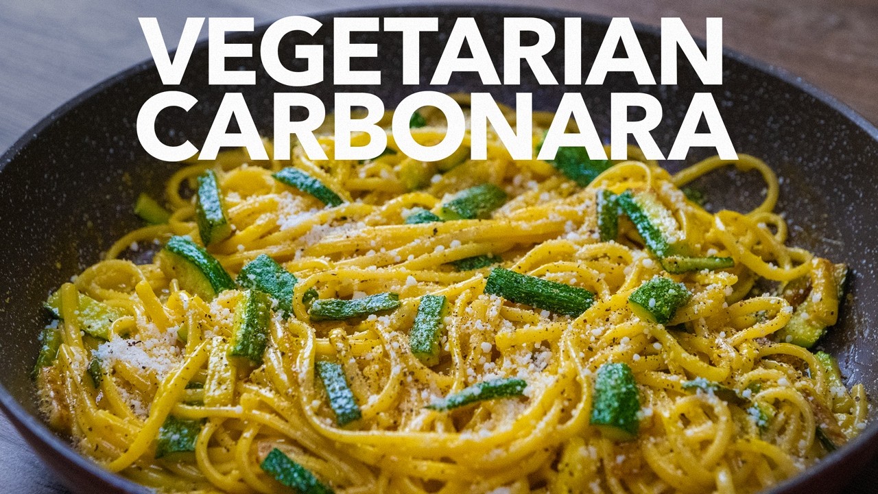Zucchini Carbonara - Quick & creamy like the original but... VEGETARIAN!