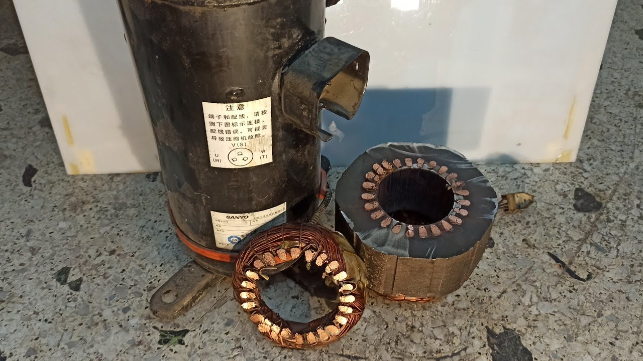 how I cut a scroll compressors for recovering the copper....
