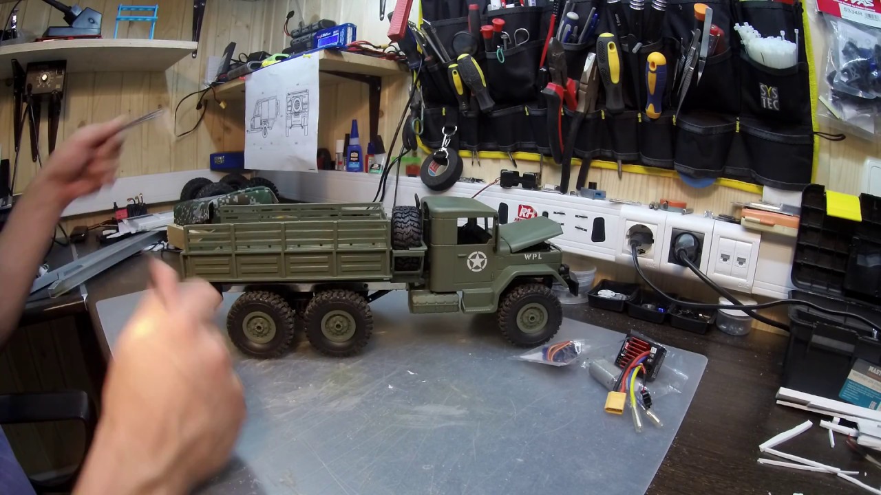 Грузовик на Радиоуправлении WPL B-16 6x6. Upgrade servo & motor.