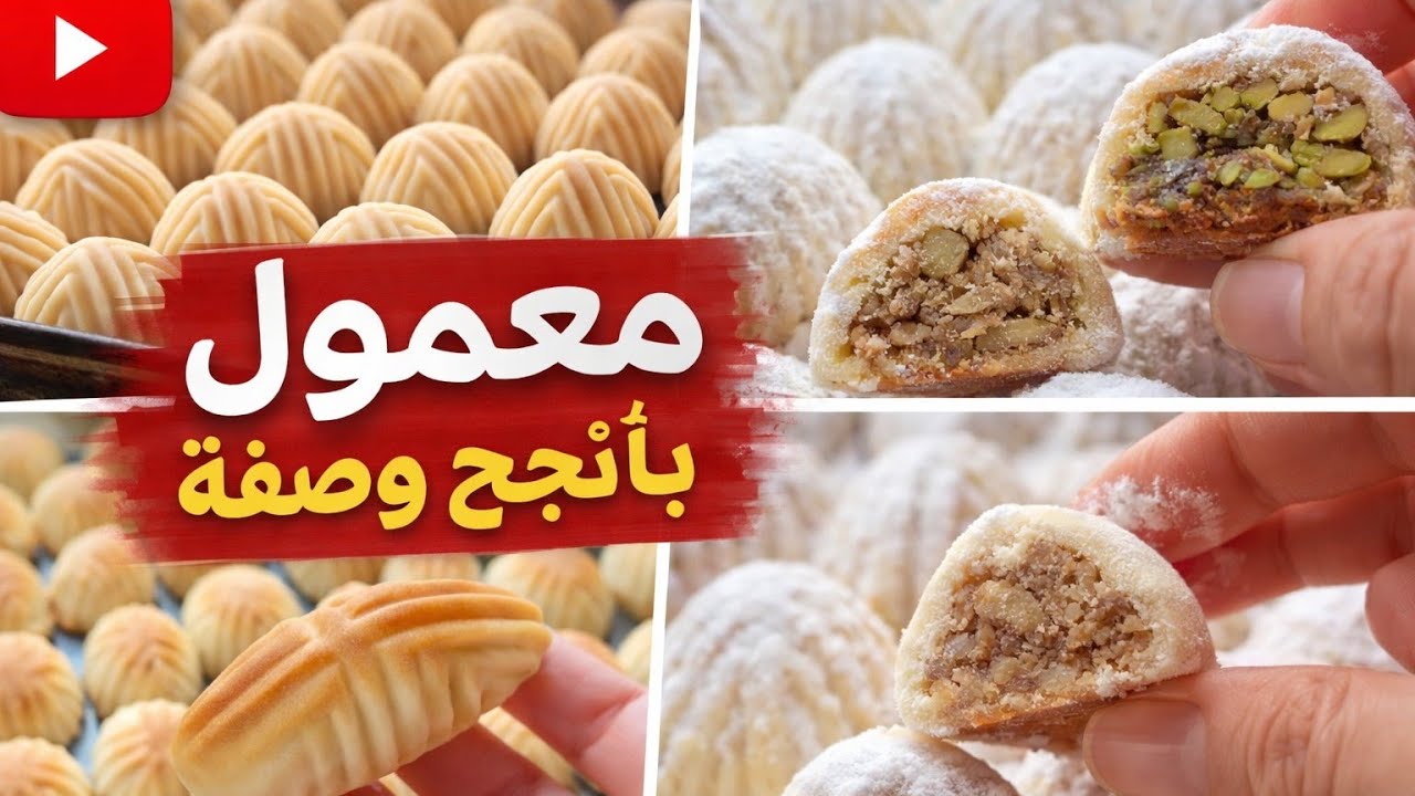 معمول الطحين والسميد الفاخر بالجوز والفستق♥️ بأنجح طريقه مع كافة تفاصيل واسرار نجاحها 