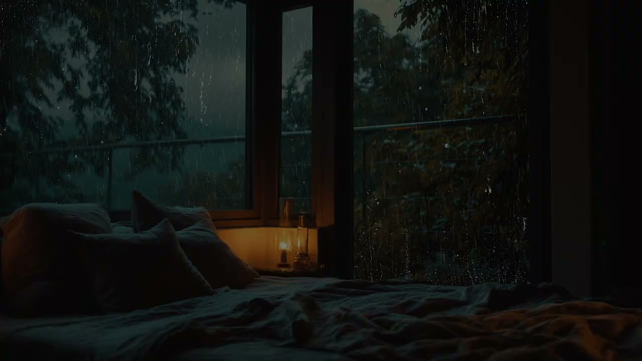 Evening rain ambience drifts gently 🌧️ easing the mind into slow quiet focus inside