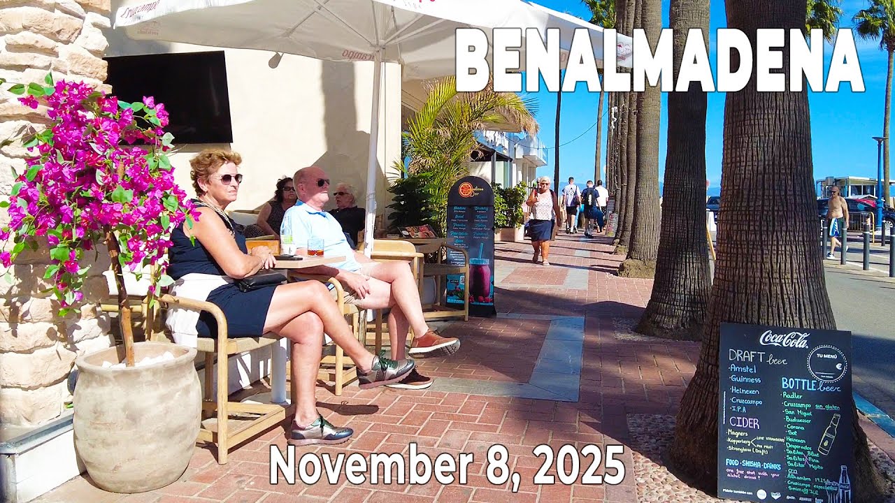 Benalmadena November 8, 2025 Promenade Walk Malaga Costa del Sol Spain [4K]