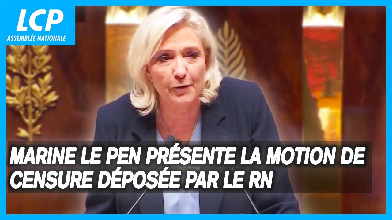 Marine Le Pen présente la motion de censure déposée par le RN contre le gouvernement Lecornu