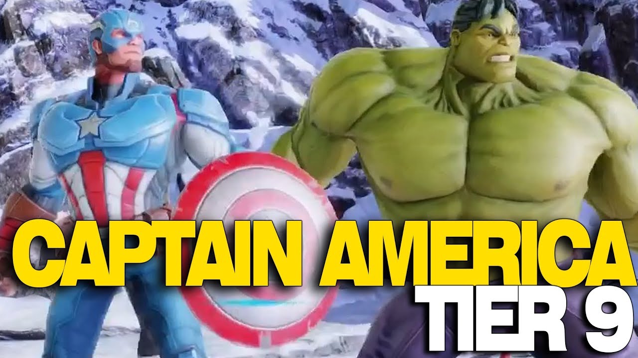 Marvel Strike Force - Captain America Tier 9 Gameplay & Other Chars