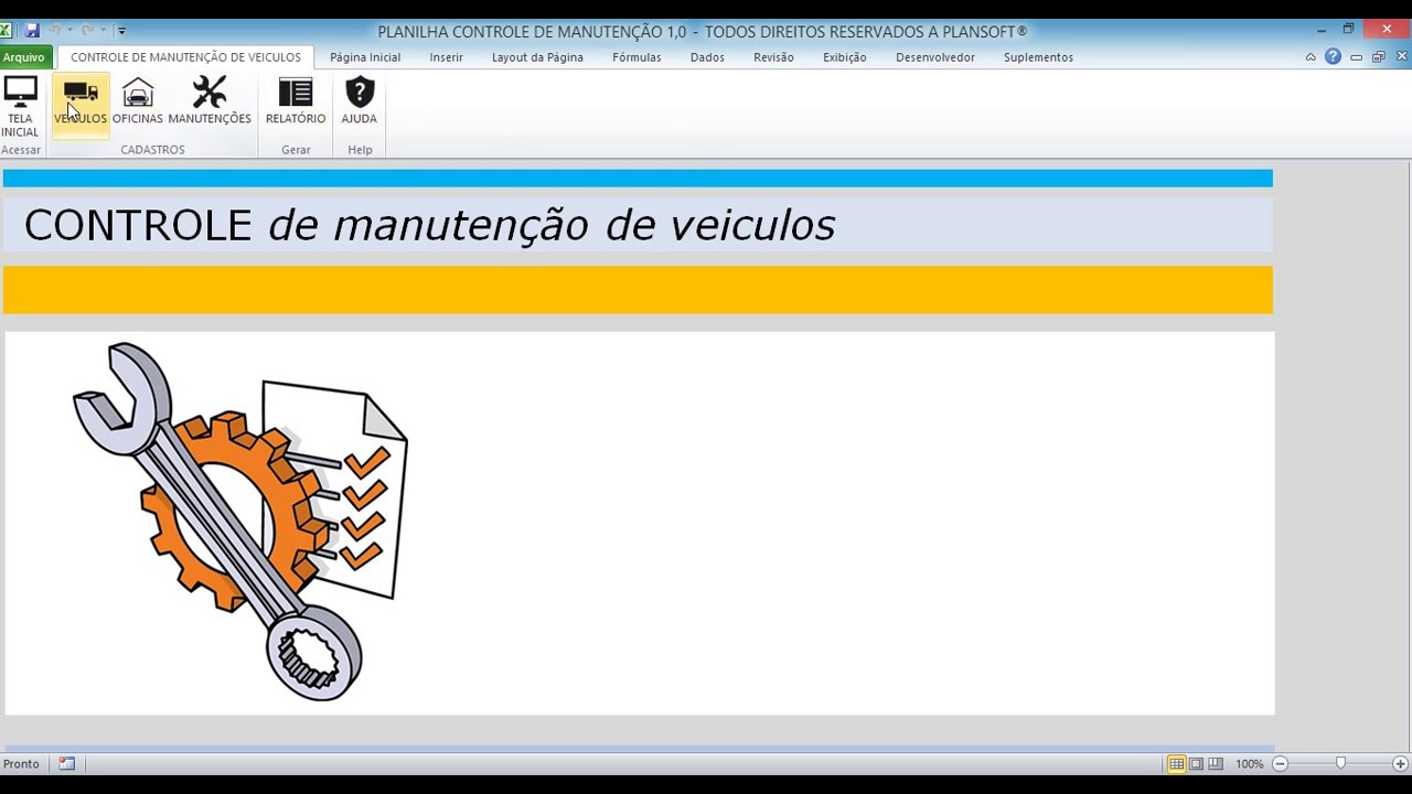 Planilha Excel controle de manutenção mecânica para veículos