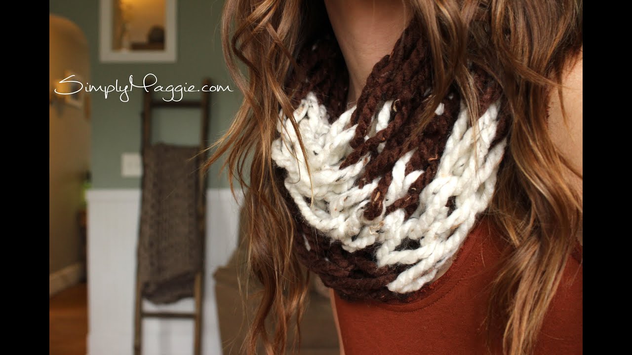 How to Arm Knit a Striped Infinity Scarf with Simply Maggie