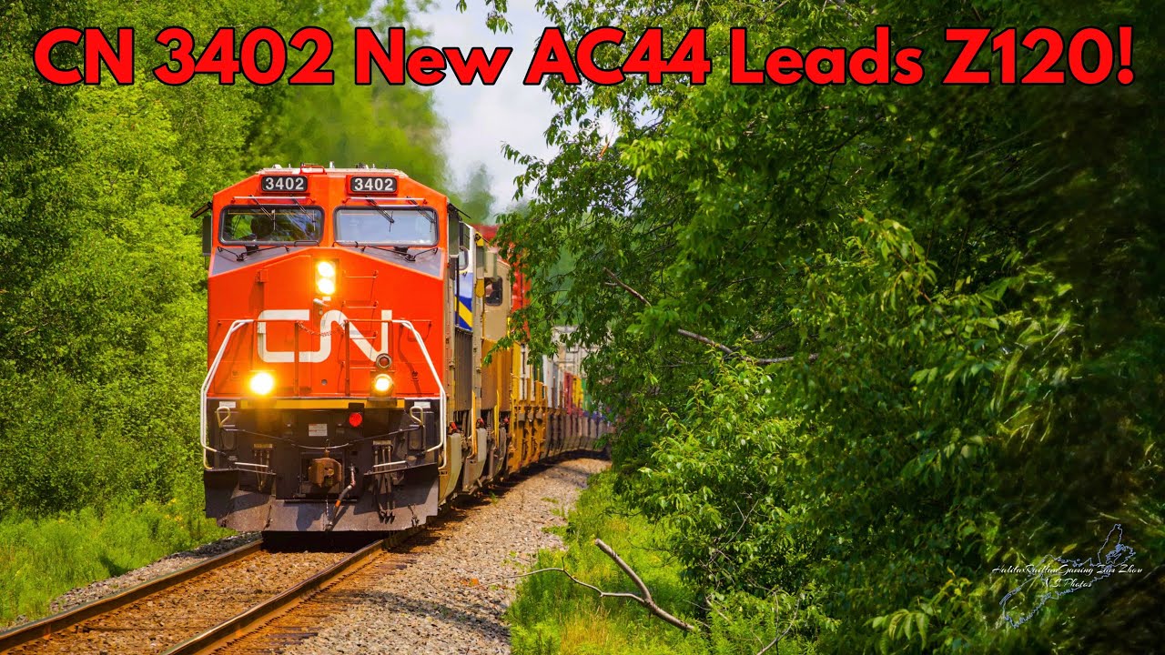 AC44 & SD75iACC! CN 3402 Leads CN Z120 through Oakfield, NS.