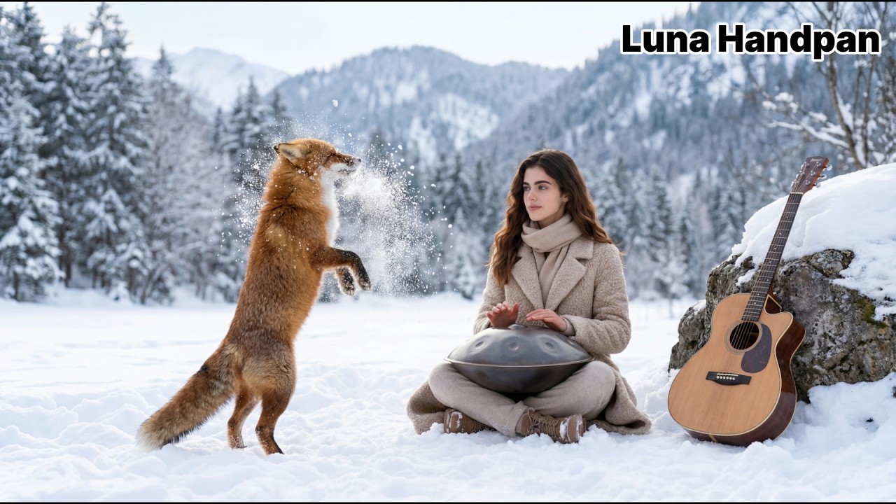 🌲 Winter Forest Therapy | Handpan & Acoustic Guitar in the Deep Jura Snow (1-Hour Soft Focus)