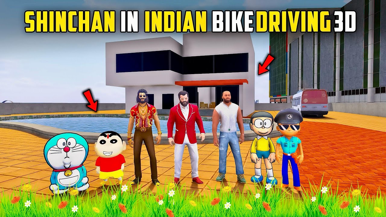 Shinchan🤣& Pushpa Went To INDIAN BIKE 3D👌😁 Full Fun #bommalu #gta5telugu