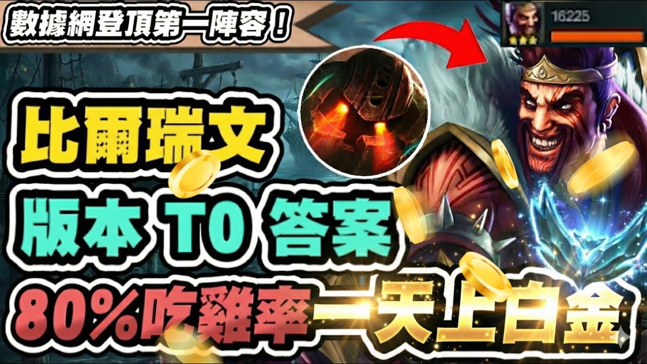 【聯盟戰棋】比爾達瑞文，T0版本答案！神級理解！80%吃雞率上白金！無限打錢機，登頂攻略網數據第一│S16 英雄棋譚 云頂之弈 TFT