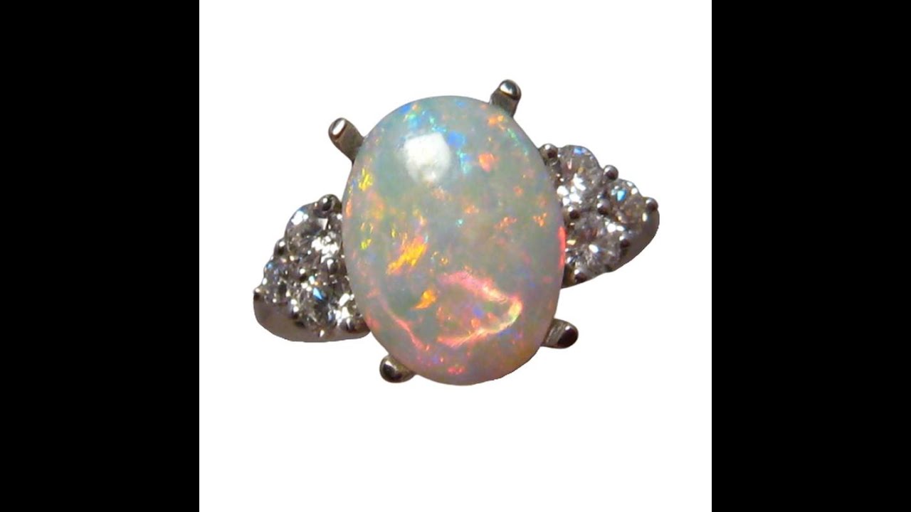 White Opal and Diamond Ring 2.5 Carats 14k Gold - 7246 | FlashOpal