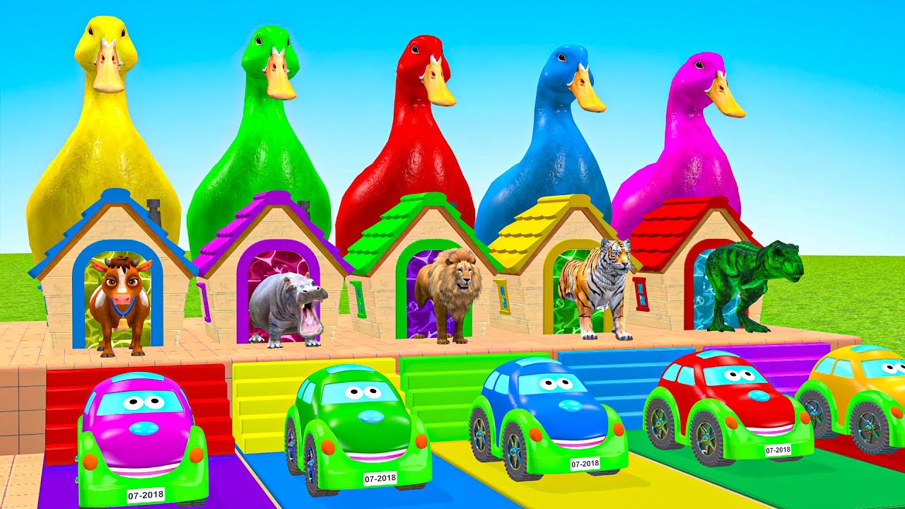 New Long slide game With Cow Elephant Gorilla Hippopotamus Tiger 3d Animal Game Funny 3d Animals