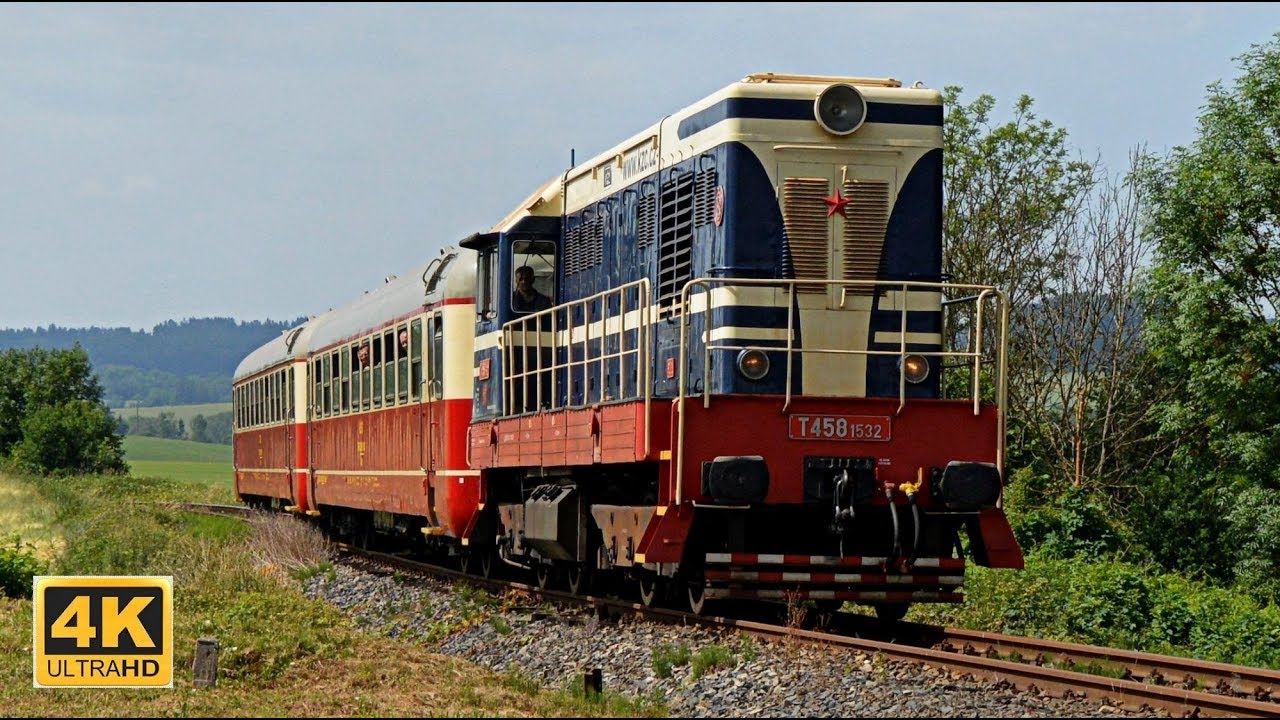 Vlak / KŽC T458 1532 na R 1576/1577 Podtrosecký rychlík 10.6.2018 (4K)