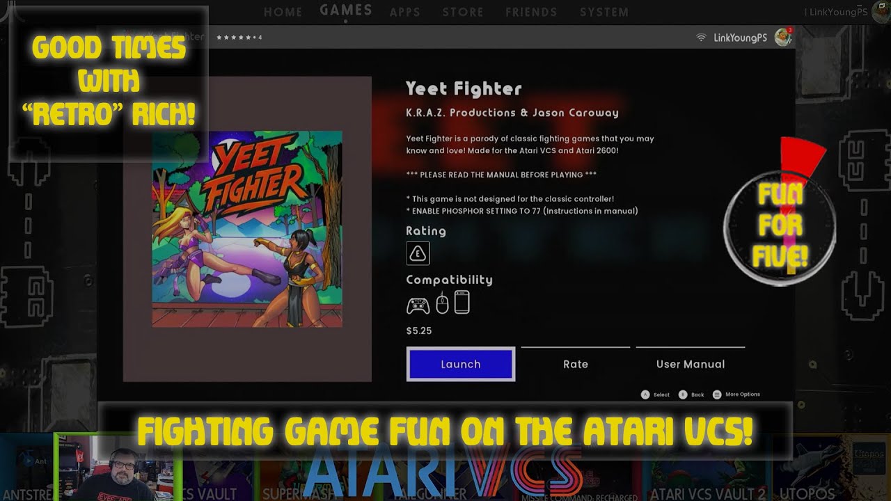 Atari VCS - Yeet Fighter - Веселье для пятерых! Хорошие времена с Retro Rich, эпизод 606