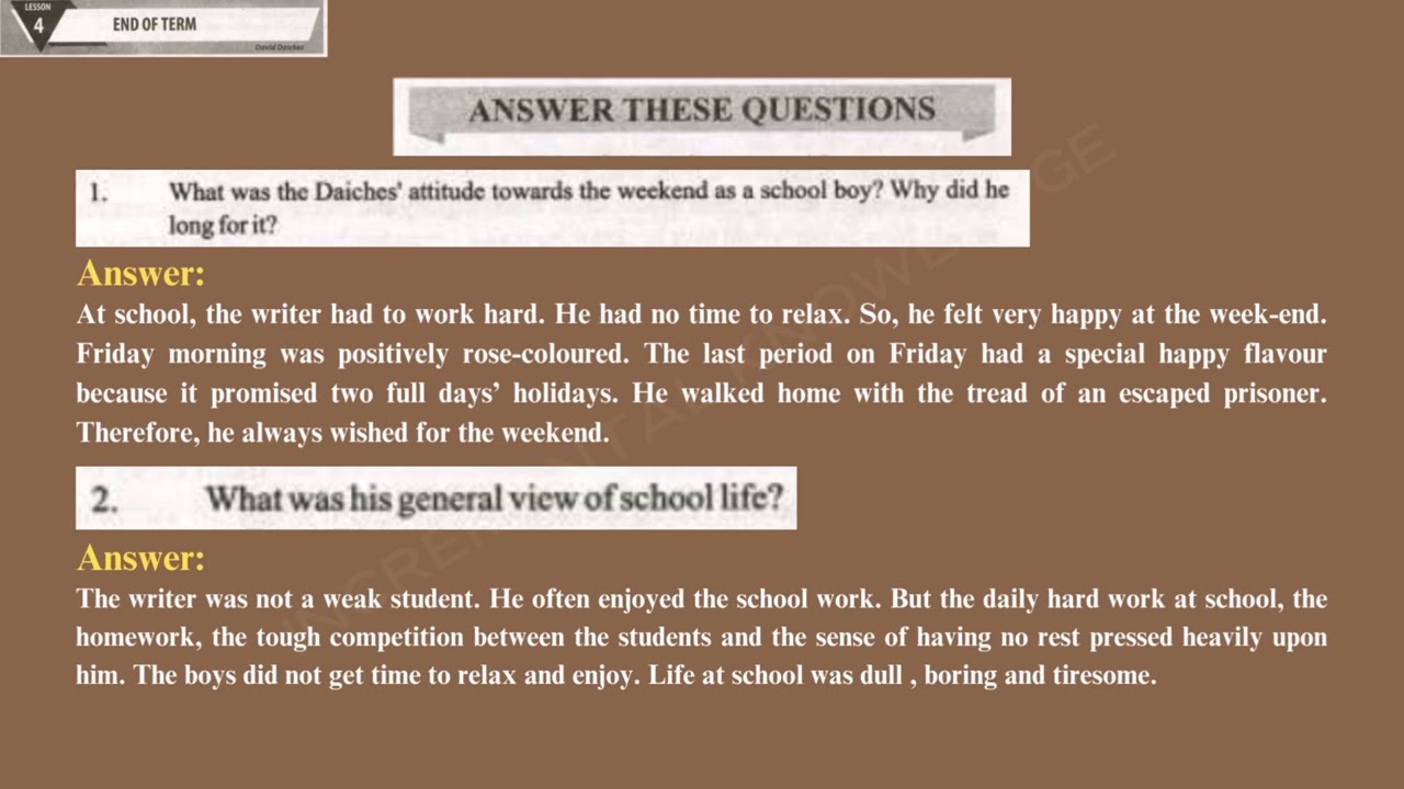 2nd year English | Chapter 4 End of Term | Exercise | Question Answer | Class 12