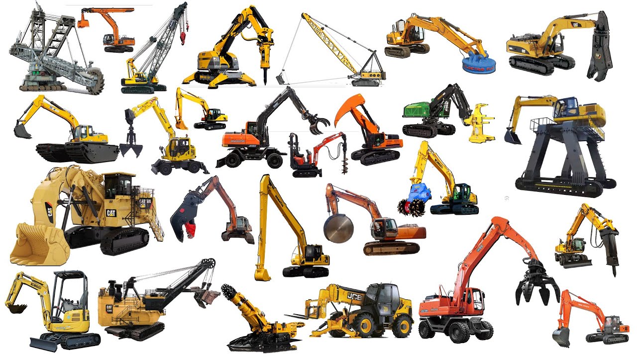 EXCAVATOR Vehicles - Tổng hợp Máy Xúc, Cần Cẩu | Crane, Digger, Excavator, Hammer, Grapple, Auger