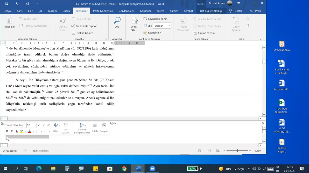 word: fazla boşlukları otomatik kaldırma, Dipnot ayrım çizgisi ayarları, eş anlamlı kelimeleri görme