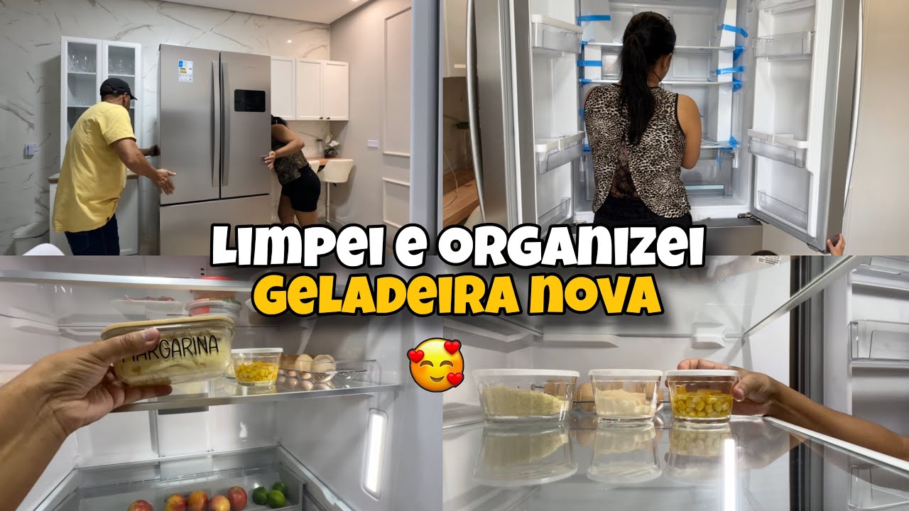LIMPEI E ORGANIZEI NOSSA GELADEIRA NOVA 😍| ELA &Eacute; LINDA E ESPA&Ccedil;OSA | GELADEIRA 3 PORTAS BRASTEMP 