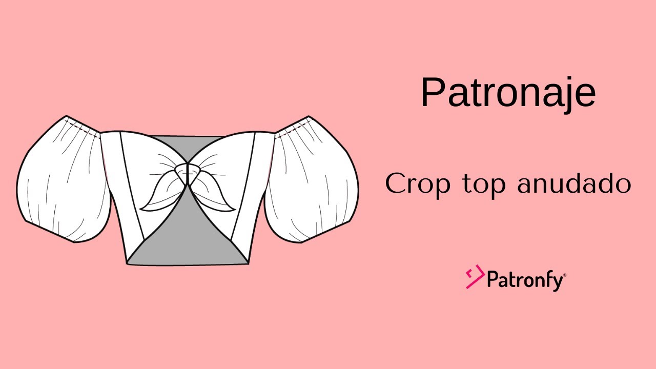 264.- Patronaje Como hacer un crop top anudado en la parte delantera con mangas abullonadas.