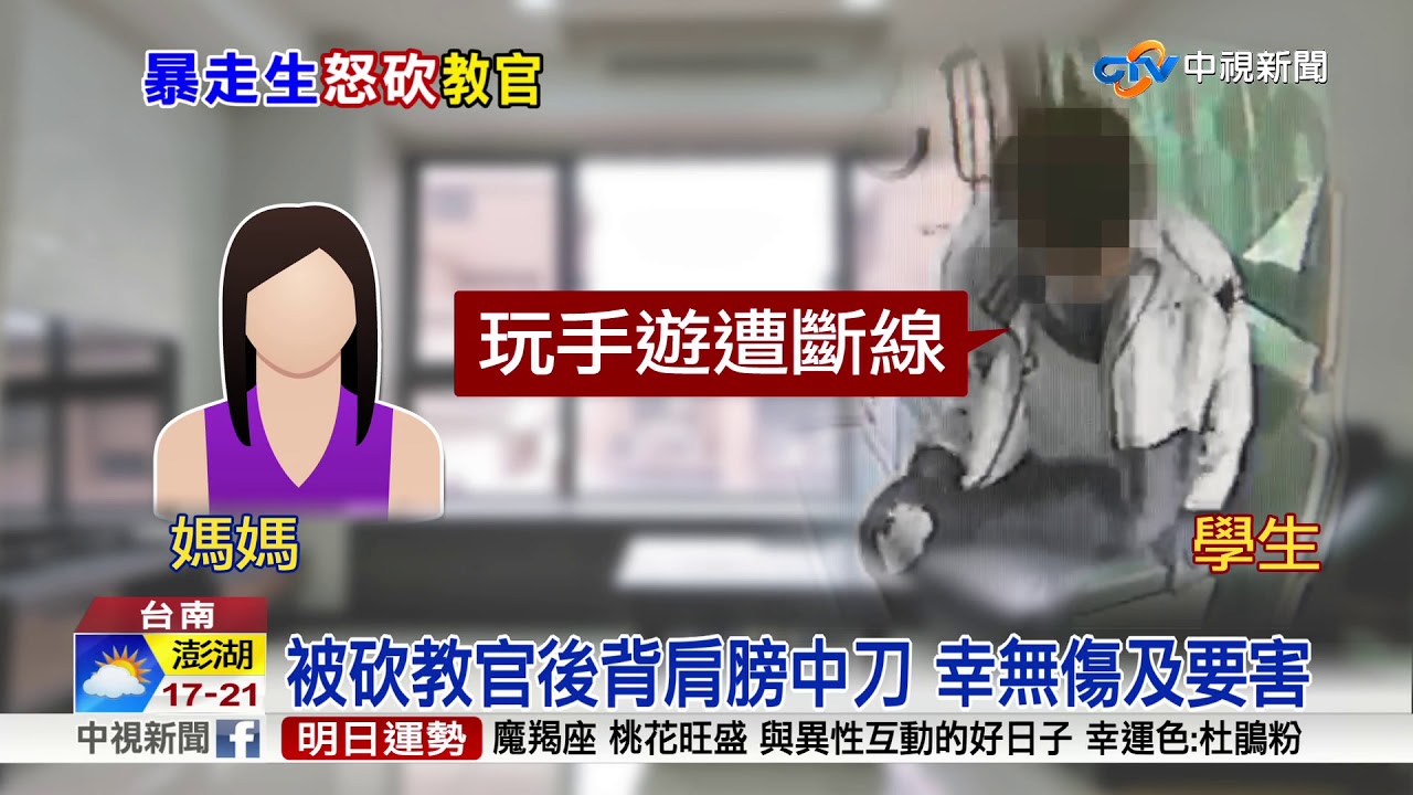 樓梯間睡覺被勸離 高中生砍傷教官│中視新聞 20171229