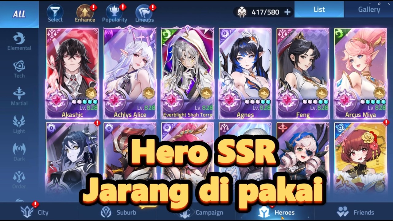 Hero SSR yang jarang dipakai atau tidak dipakai - Mobile Legends Adventure.