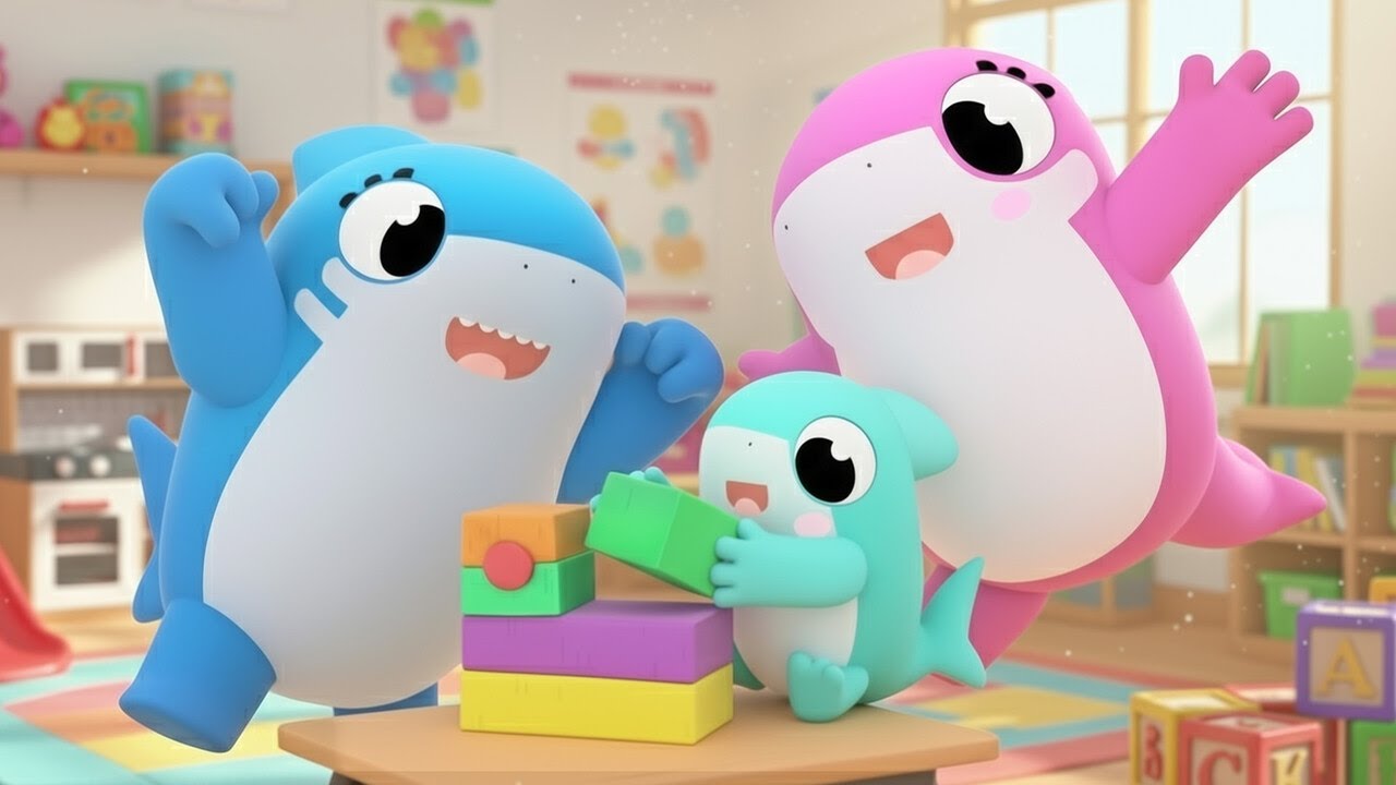 Baby Sharks aprendem  a ser babá - bom comportamento para crianças