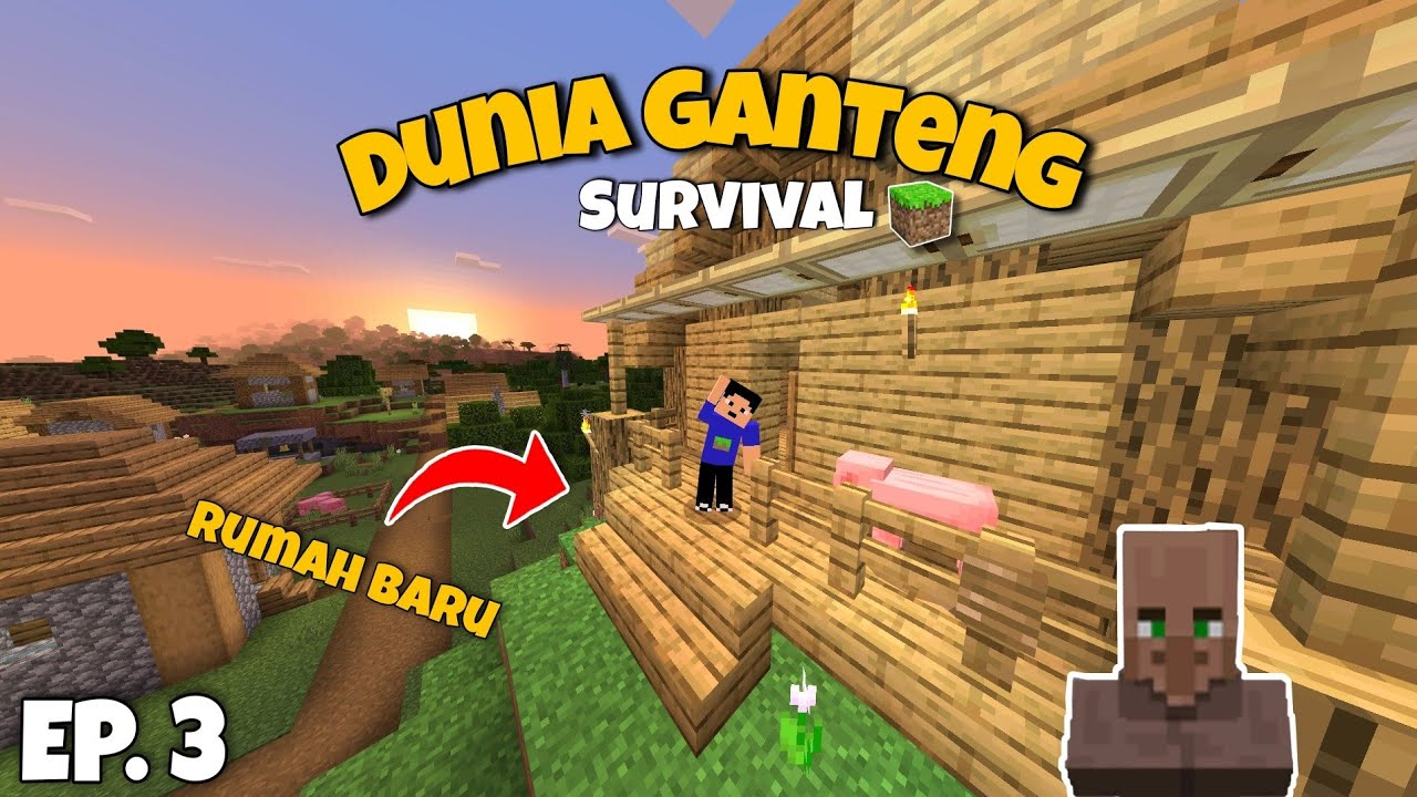 Bambang Pindah Rumah & Buat Rumah Baru di Survival Ganteng Minecraft PE | Episode.3