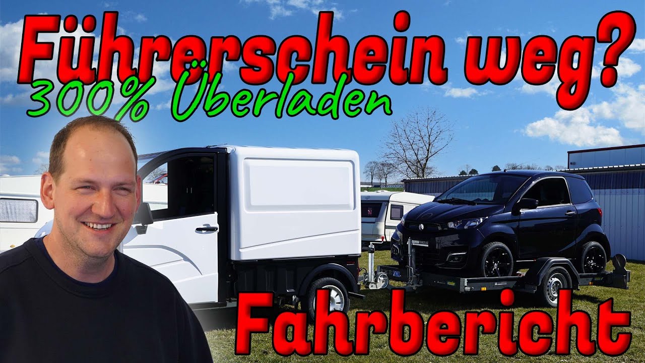 Wir fahren den D-Truck mit Anhänger. Mit fetter Überladung