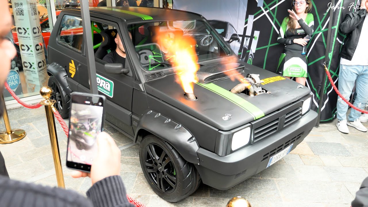 Fiat Panda Turbo - INSANE Hood Exit Exhaust Anti Lag SOUNDS