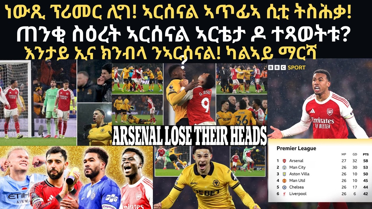 ስፖርት 19 ለካቲት፡ ነውጺ ፕሪመር ሊግ! ኣርሰናል ኣጥፊኣ ሲቲ ትስሕቃ!ጠንቂ ስዕረት ኣርሰናል እንታይ’ዩ? ኣርቴታ ዶ ተጻወትቱ? ኣብ ሰለስተ ጫፍ ስምዒት!