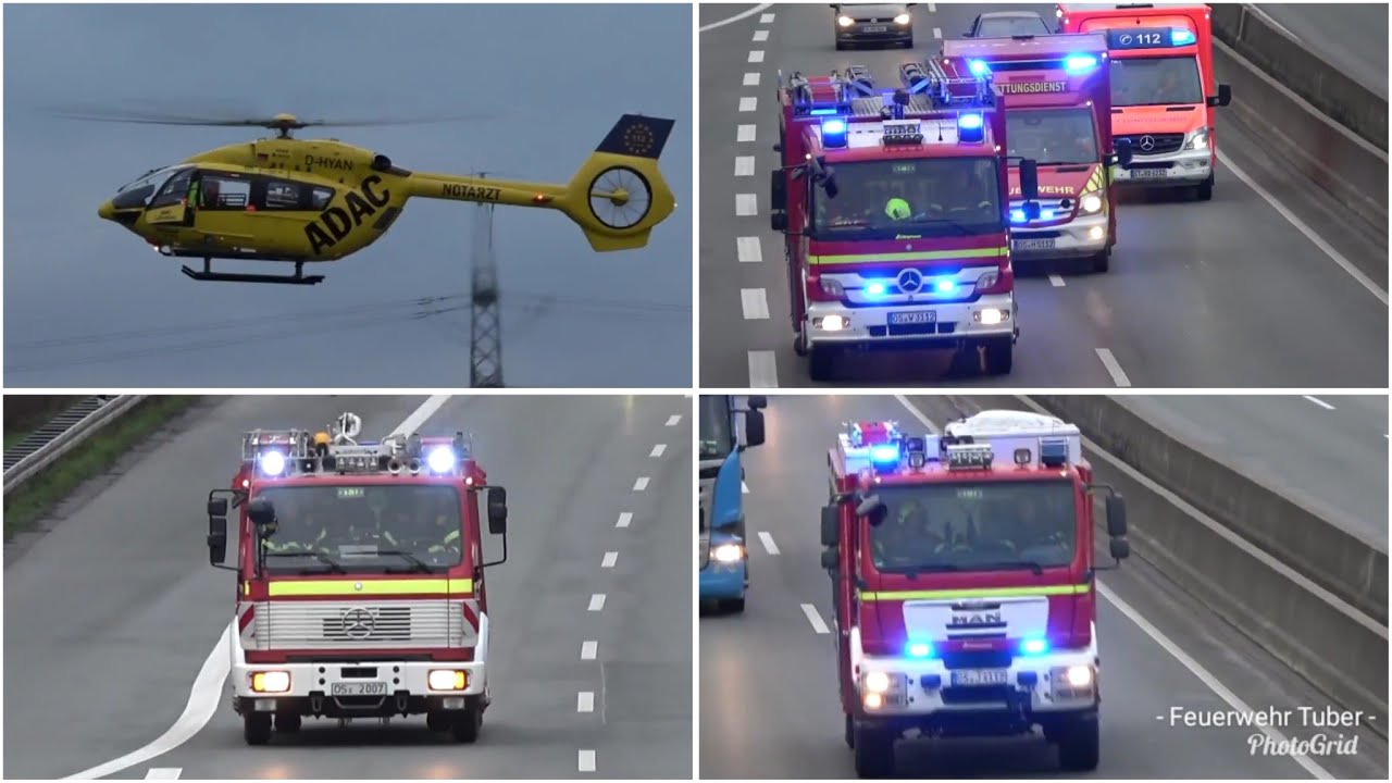 [Unfall A30]Rüstzug Berufsfeuerwehr Osnabrück+Großaufgebot Rettungsdienst Kreis Steinfurt