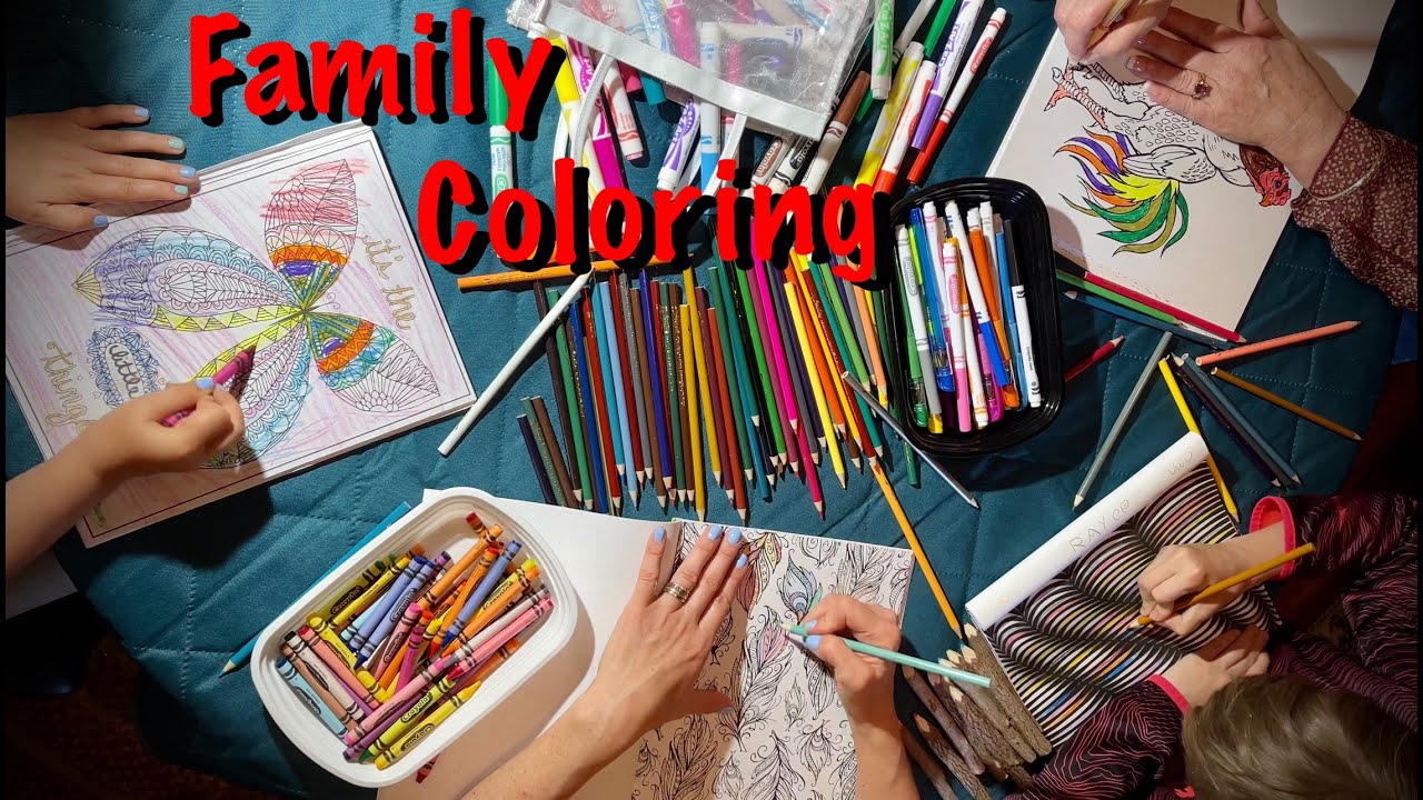 ASMR Markers, crayons & pencils rummage (no talking) coloring with the family.